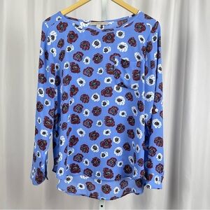 LOFT Periwinkle Blue Floral Long Sleeve Blouse